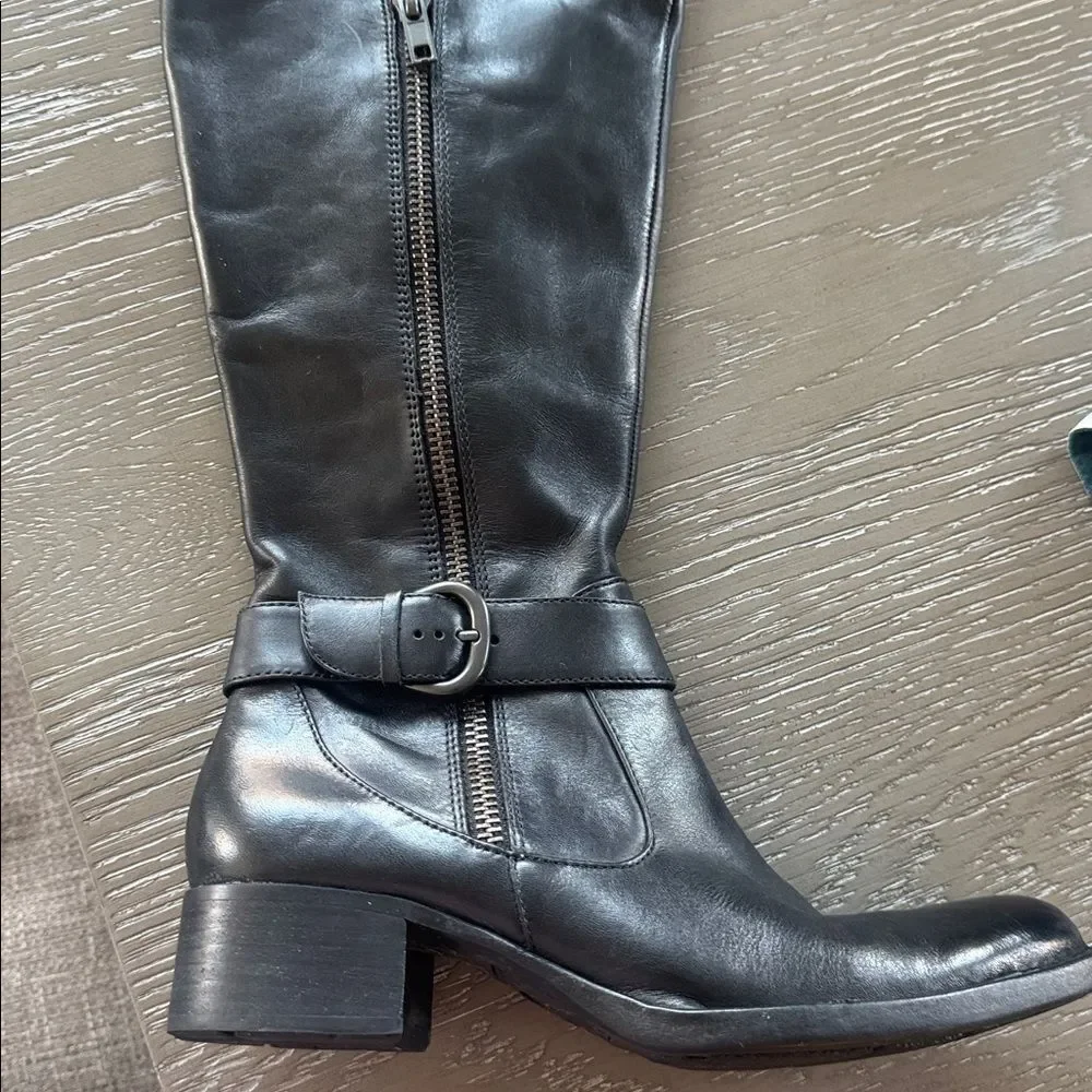 Crown by Born Women's Black Leather Over the Knee-High Boots Riding Size 6.5 New